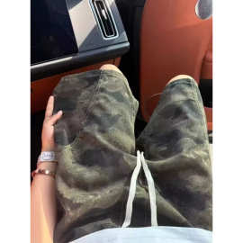 潮牌高街痞帅迷彩工装裤男春夏宽松百搭束脚裤立体剪裁弯刀休闲裤