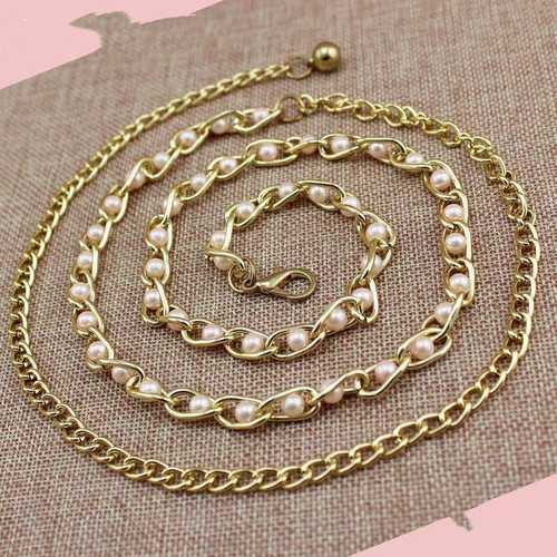 Cross-border European and American metal chain, pearl versatile pendant body chain waist chain, Korean pure and simple single-circle pants chain
