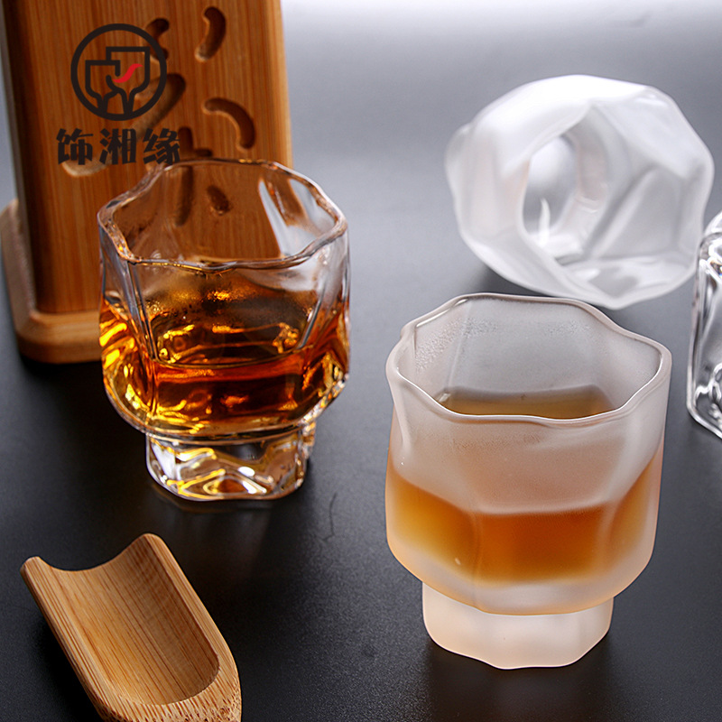 日式折纸杯玻璃杯喝水杯咖啡杯子威士忌酒杯牛奶饮料磨砂小茶杯