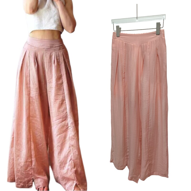 Lightweight Pants with Small Slits Tencel Linen Yoga Pants 2025 Cross-Border Lined Flap Pocket Pantss Elastic Waist Thin Casual Wide Leg Pants