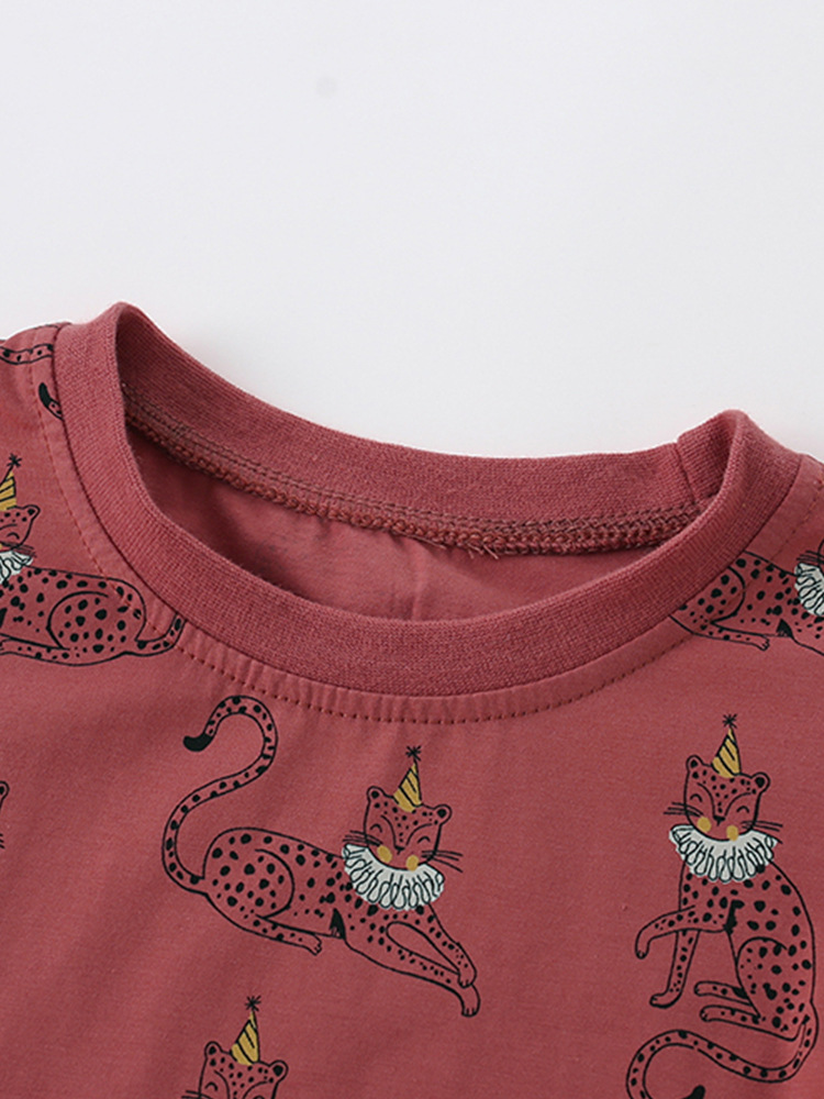 Malwee vestidos de niñas de otoño nuevos niños pequeños y medianos impresión de aire extranjero cuello redondo mangas largas lindas falda de ropa infantil