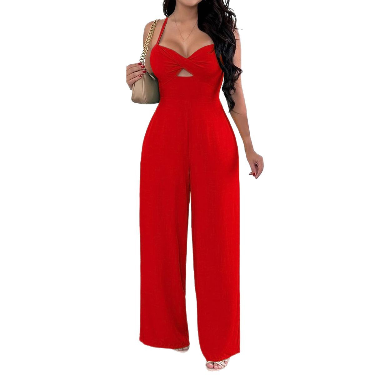 Kaikuo2025 primavera y verano Europa y los Estados Unidos vacaciones ocio transfronterizas estilo de viaje de cabina de color sólido pantalones de piernas anchas ropa de mujer