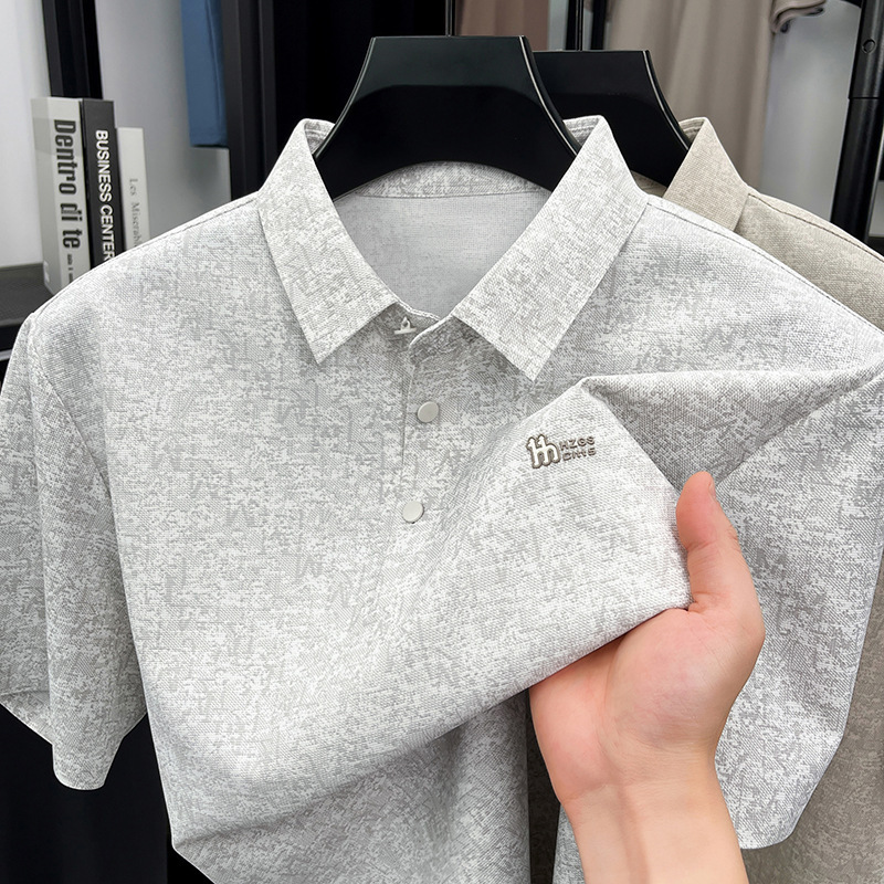 2026 New Summer High-End Men's Polo Shirt with a Turn-Down Collar, Suitable for Commuting, Daily Casual Wear, Comfortable Solid Color Short-Sleeve Men's T-Shirt