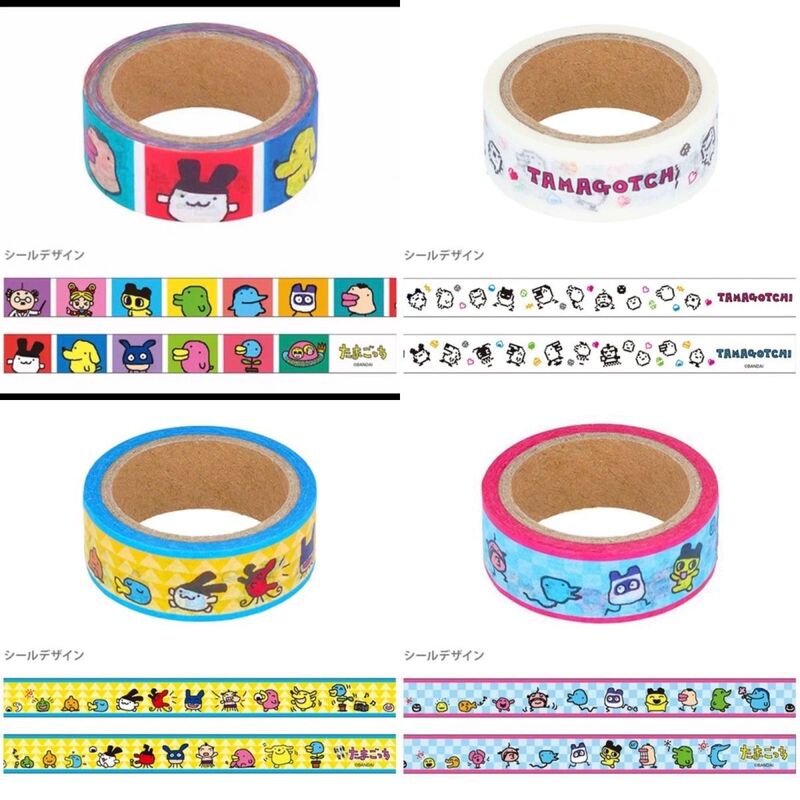 Cute Tamagotchi and washi tape for DIY decoration of vintage-style notebooks, Tamagotchi tape roll Cute Tamagotchi and washi tape for DIY decoration of vintage-style notebooks, Tamagotchi tape roll