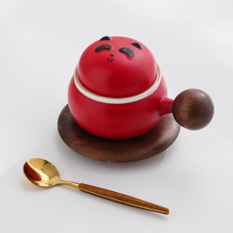 Guofeng panda taza de té y café taza de café taza de marca taza de cerámica regalo de mano set regalos comerciales LOGO