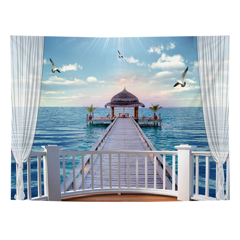 Peinture murale, impression numérique, tissu de fond, tissu suspendu pour chambre à coucher, tapisserie, chevet de style fenêtre_voghion.com