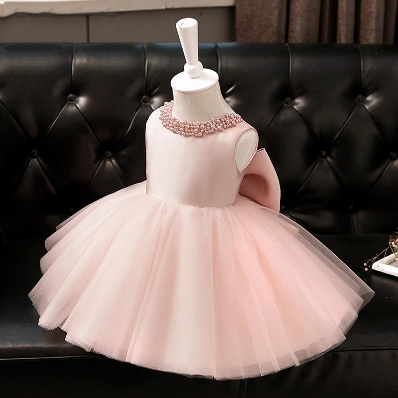 Abito da sera per bambina, perfetto per il primo compleanno, stile primaverile, elegante abito in tulle senza maniche._voghion.com