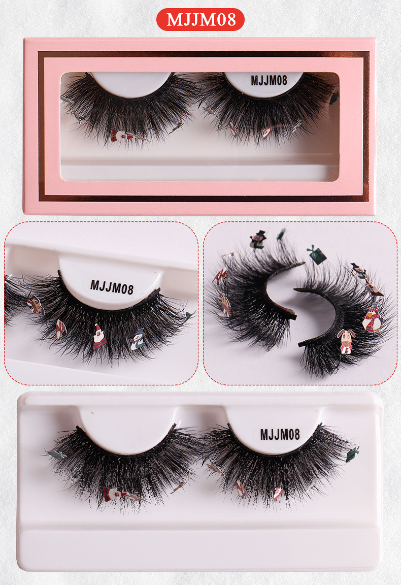 New Mink Hair False 1 Pair Powder Box Natural One Piece Eyelash false eyelashes_voghion.com