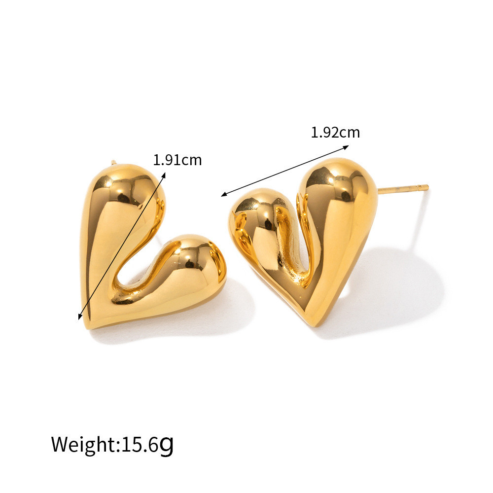 1 Pair Quantity 1 Pair Simple Style Heart Shape Plating Stainless Steel Drop Earrings Ear Studs