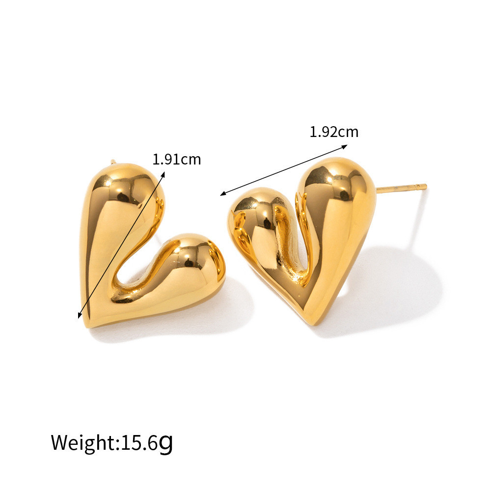 1 Pair Simple Style Heart Shape Plating Stainless Steel Drop Earrings Ear Studs display picture 5