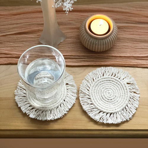 Nordic style hand-woven coaster round non-slip mat restaurant party table decoration mat picnic outdoor trendy