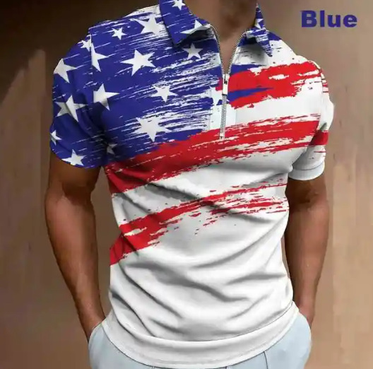 Comercio exterior europeo y americano primavera nueva moda casual popular impresión polo camiseta con cremallera hombres envío gratis