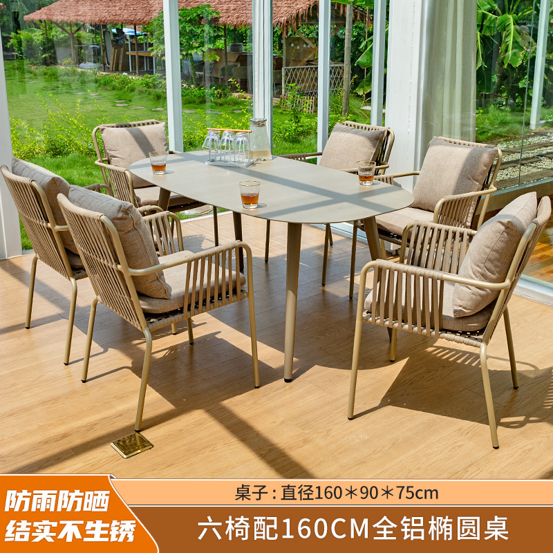 Al Aire Libre mesa y silla patio anticorrosión de madera jardín al aire libre cafetería al aire libre de madera de plástico tabla larga combinación fábrica de Ventas Directas