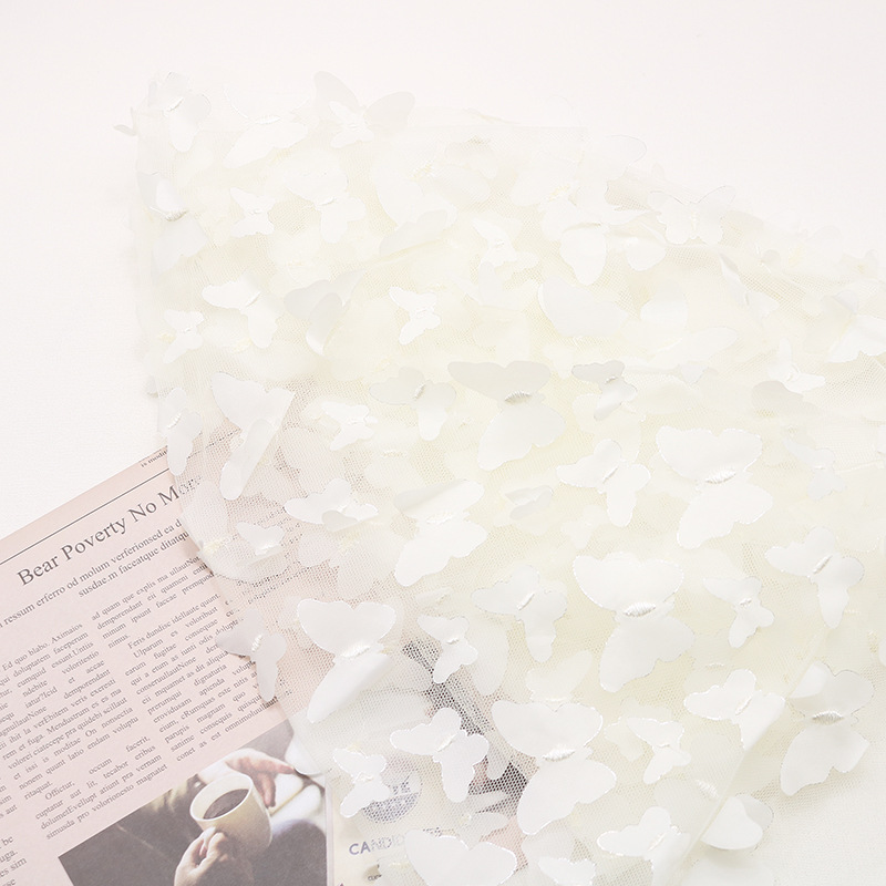 Venta caliente transfronteriza bordado 3D tridimensional gradiente mariposa tela de malla falda de los niños muñeca hilo foto decoración suministros