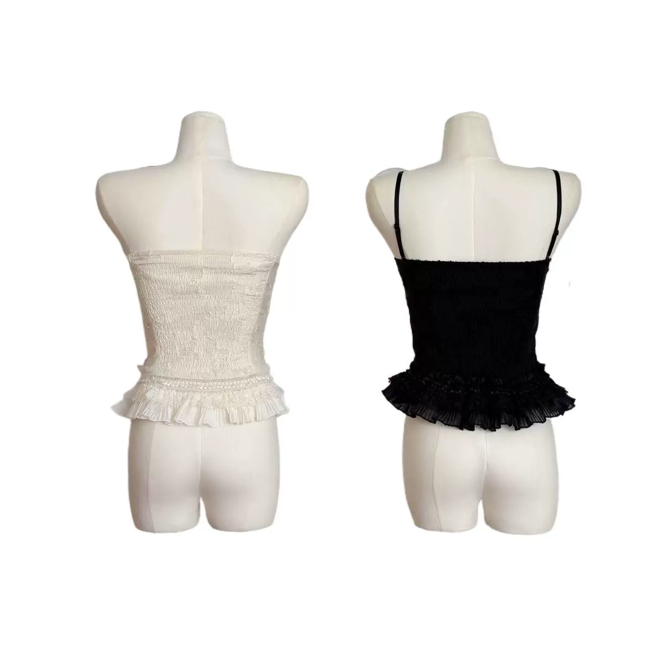 Top (women) lace corset with cups, removable straps — black, size S