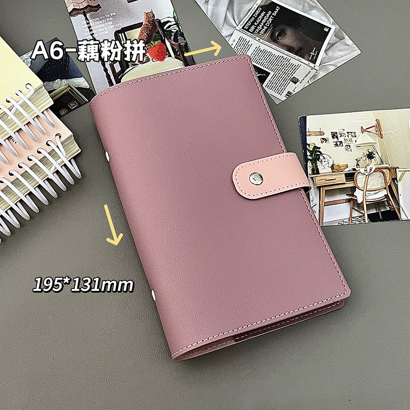 Cuaderno creativo A6 personalizado de hojas sueltas, planificador de alta estética con anillas desmontables de 6 orificios, diseño con bloques de color.