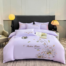 跨境热销四件套四季款臻柔棉绣花四件套外贸床上用品被套枕套床单