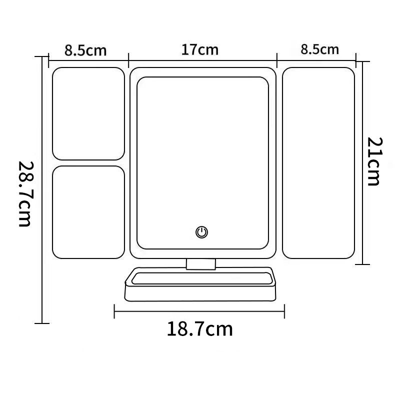 dormitorio escritorio de escritorio led espejo de maquillaje con lámpara dormitorio alto valor de la cara tres plegables inteligente espejo de maquillaje al por mayor