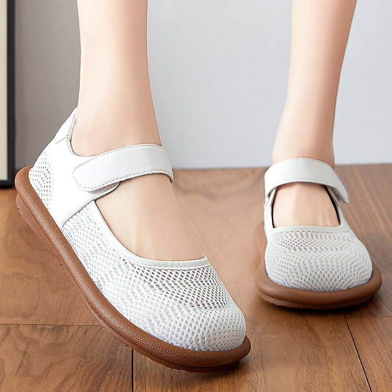 Old Beijing Cloth Shoes for Women in Summer, Breathable Middle-Aged and Elderly Mother's Shoes, Single Shoes, Non-Slip Grandma Shoes, Casual Soft-Soled Women's Cloth Shoes