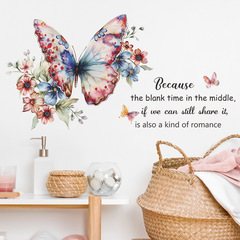 梵汐fun-g9外貿英文標語花蝴蝶臥室客廳美化裝飾牆貼紙自粘批發