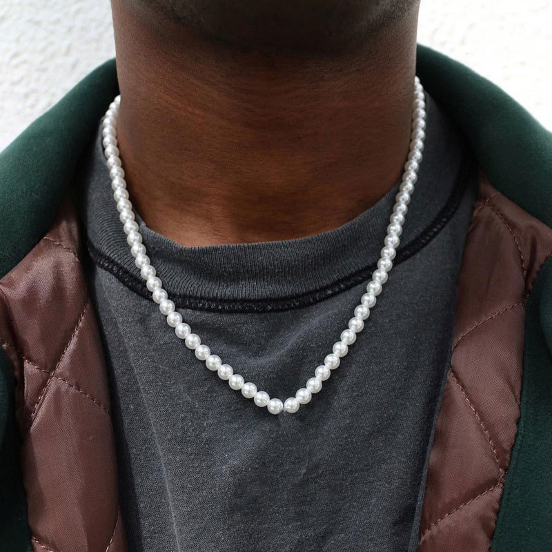 Collier Unisexe Perlé De Perle D'imitation Géométrique Élégante display picture 4