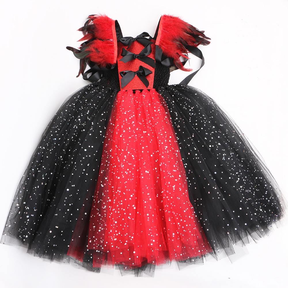 Abbigliamento per bambini Vestito da vampiro e zombie per bambini Costume da cosplay di Halloween per ragazze Vestito da tutù in tulle a rete_voghion.com
