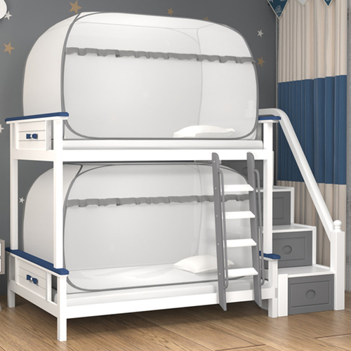 Wholesale Mongolian Yurt Mosquito Net Dormitory Single 0.9m Mother and Son Bed Double Layer High-Low Iron Frame Solid Wood Bed Up and Down