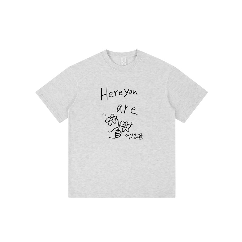 2024 New Trendy Floral Printing Emo Small Pattern Short-sleeved T-shirt Summer Men's and Women's All-match INS Top