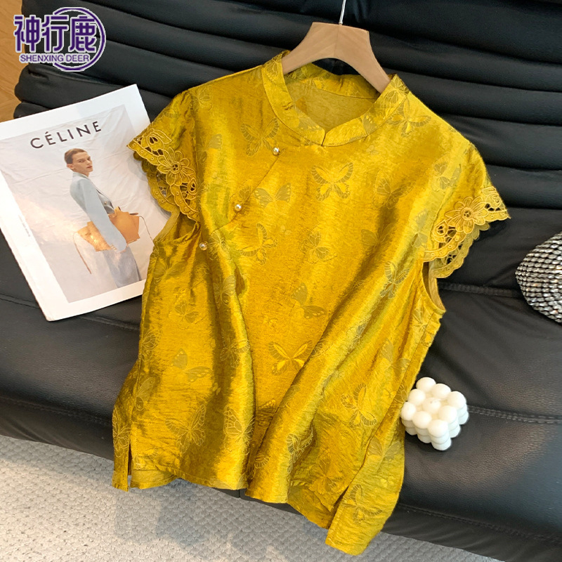 New Chinese-Style Retro Light Luxury Shirt 2026 Summer New National Style Blouse with Unique Design Women's Clothing New Chinese-Style Retro Light Luxury Shirt 2026 Summer New National Style Blouse with Unique Design Women's Clothing