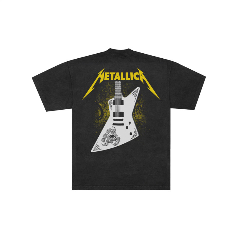 Punk Music Metal Men's Short Metallica He T-Shirt Rock Band Washed Haji Hipster King of Retro
