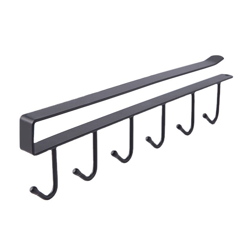 Kitchen creative iron storage rack multi-functional wardrobe row hook organizer rack cabinet kitchen utensils traceless nail-free hook
