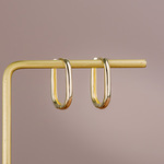 14k金耳环女款 素金耳圈方格简约风耳扣耳饰 黄金珠宝首饰 22904