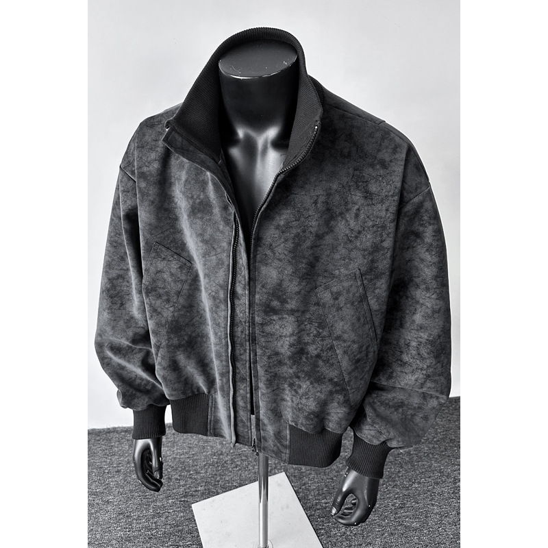 Tie-Dye Leather For Men, Spring And Autumn, American Retro Style, Trendy, Plus Size, Loose Fit, Casual, Stylish,_voghion.com