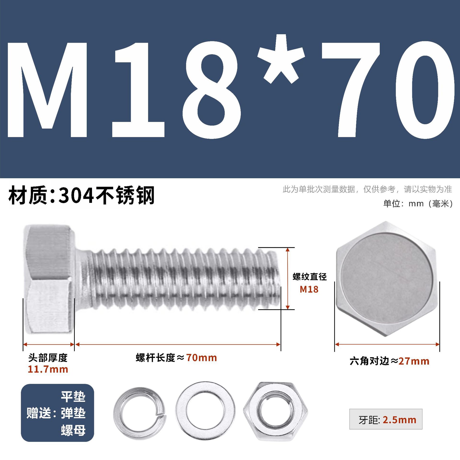 304 acero inoxidable tuerca perno hexagonal conjunto de accesorios de almohadilla de resorte M3M4M5M6M12 image 195