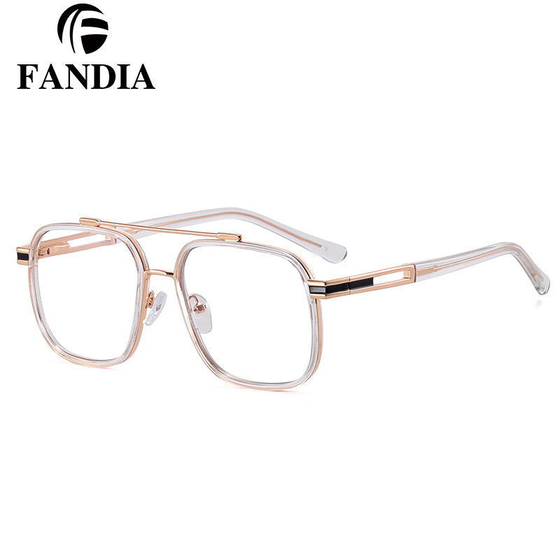 81092 nuevo marco de Gafas de metal TR90 doble haz polígono gafas lisas anti-Luz Azul gafas marco puede ser equipado con gafas de miopía