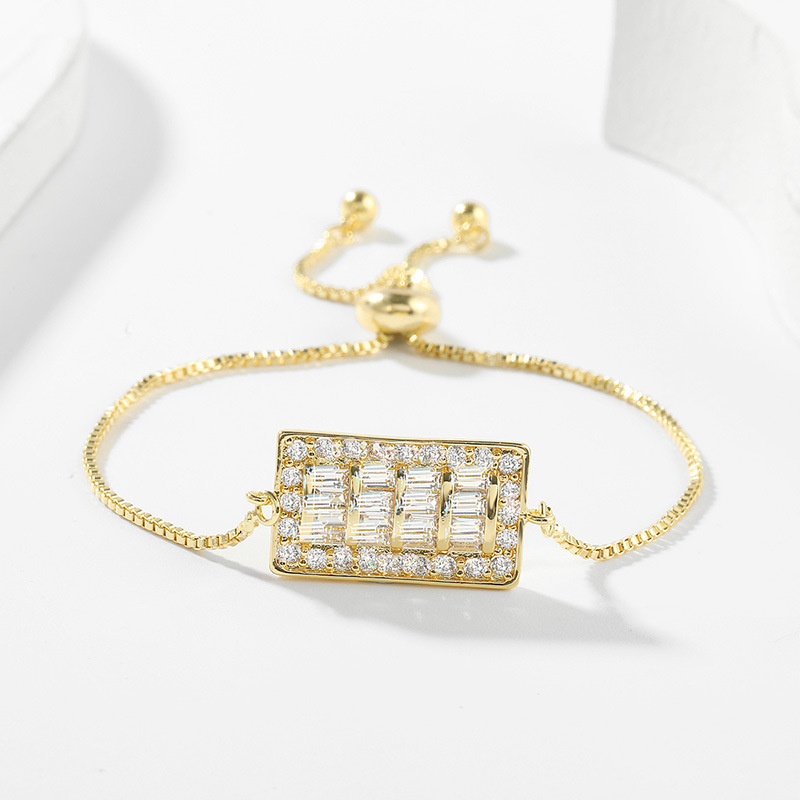 simple copper-inlaid zircon geometric cipher bracelet