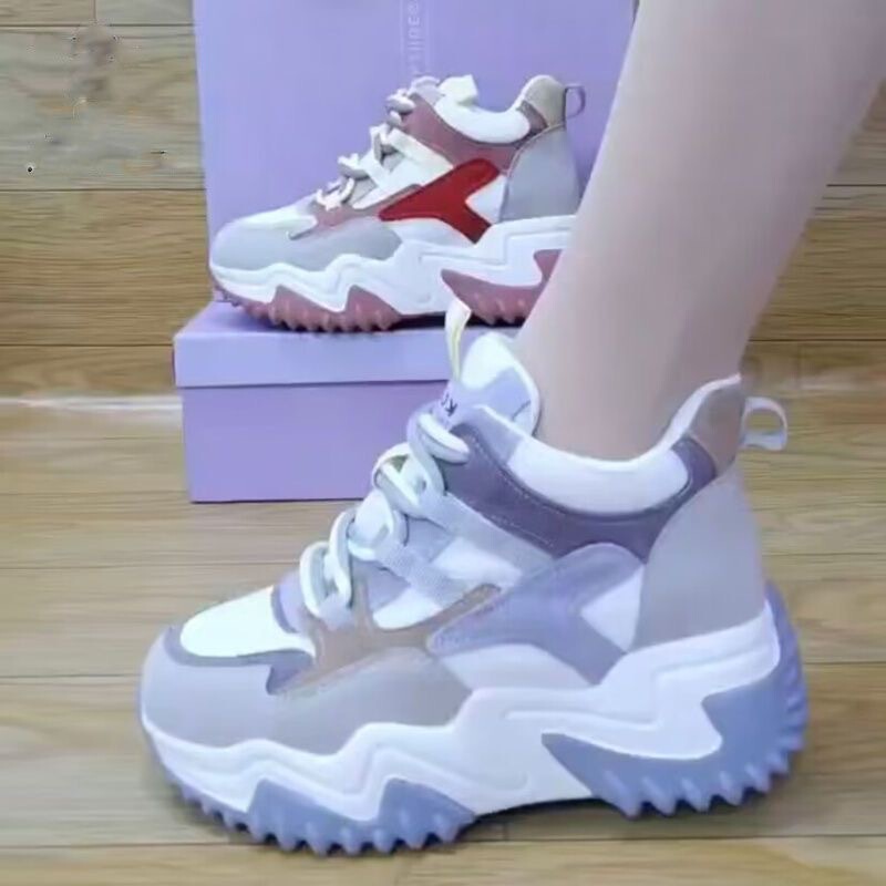 Dad Shoes for Women 2024 Spring and Autumn Thick-Soled Height-Increasing Lightweight Soft-Soled Fashionable Versatile Sneakers Korean Style Trendy