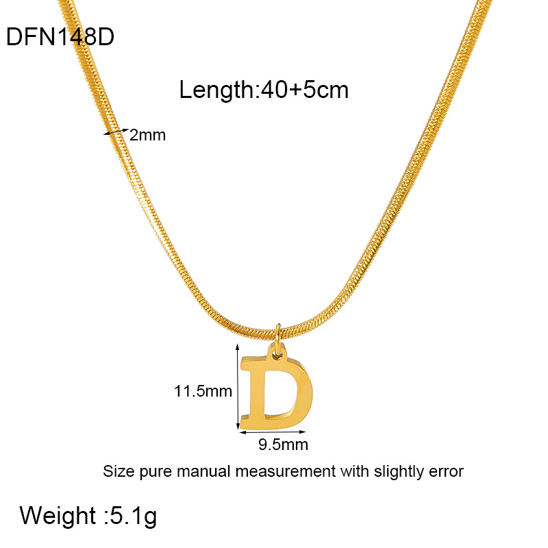 304 Stainless Steel 18K Gold Plated Simple Style Polishing Letter Pendant Necklace display picture 6