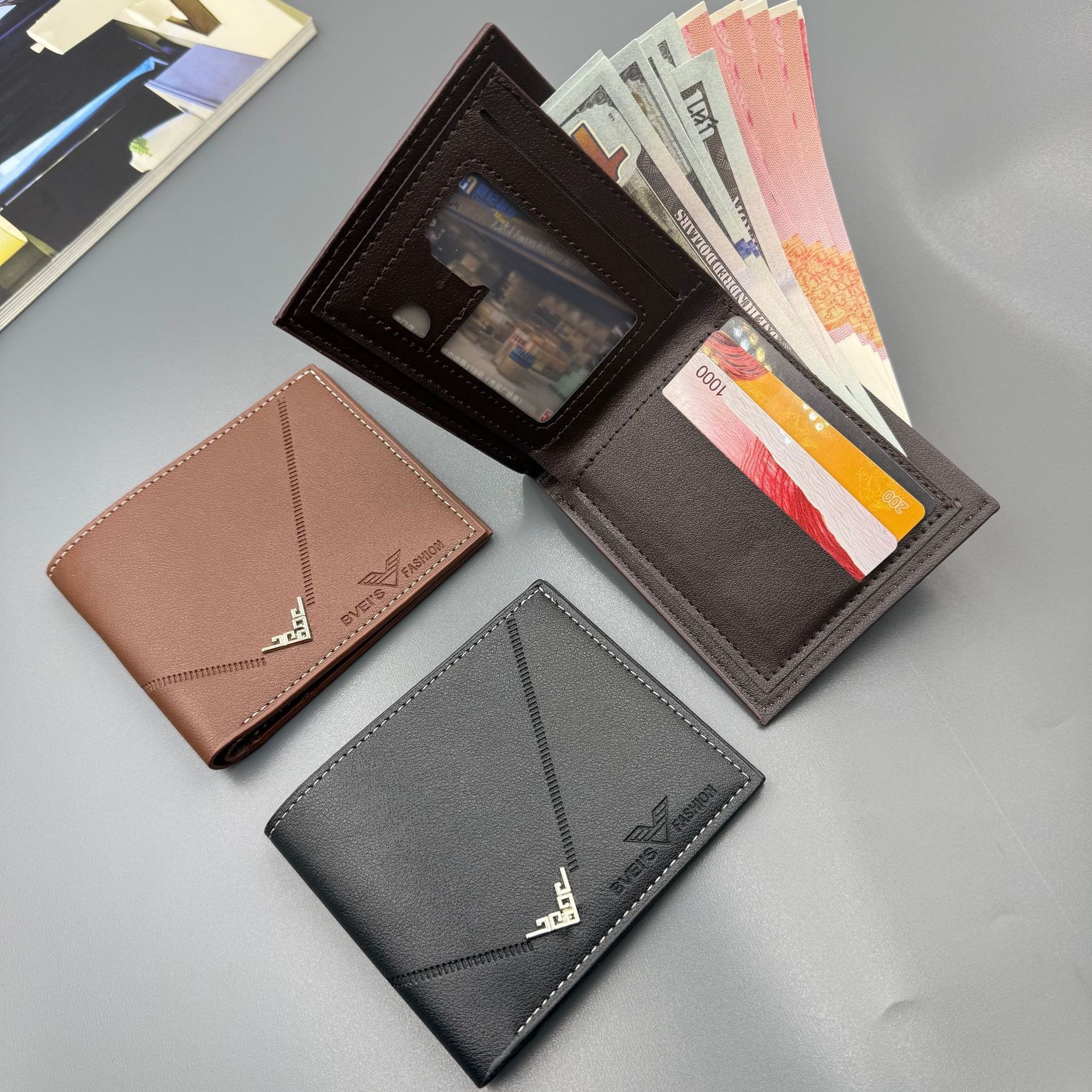 Men's Wallet, Cross-Border Hot-Selling Business Model, Popular on Amazon, with Multiple Card Slots, Large Capacity, Short Wallet