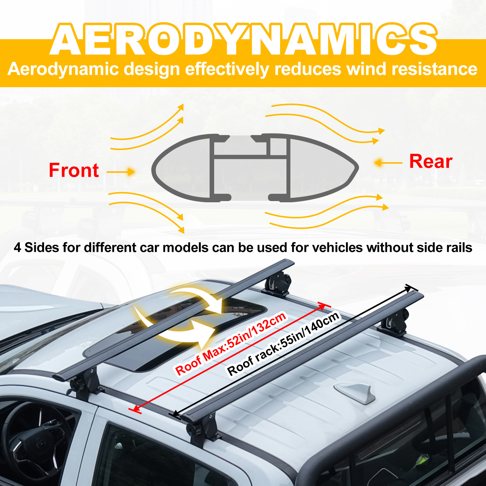 SYDSZ Universal Tiger Claw Car Roof Rack Crossbars, Thickened, Universal Modification, with Lock, High Load Capacity