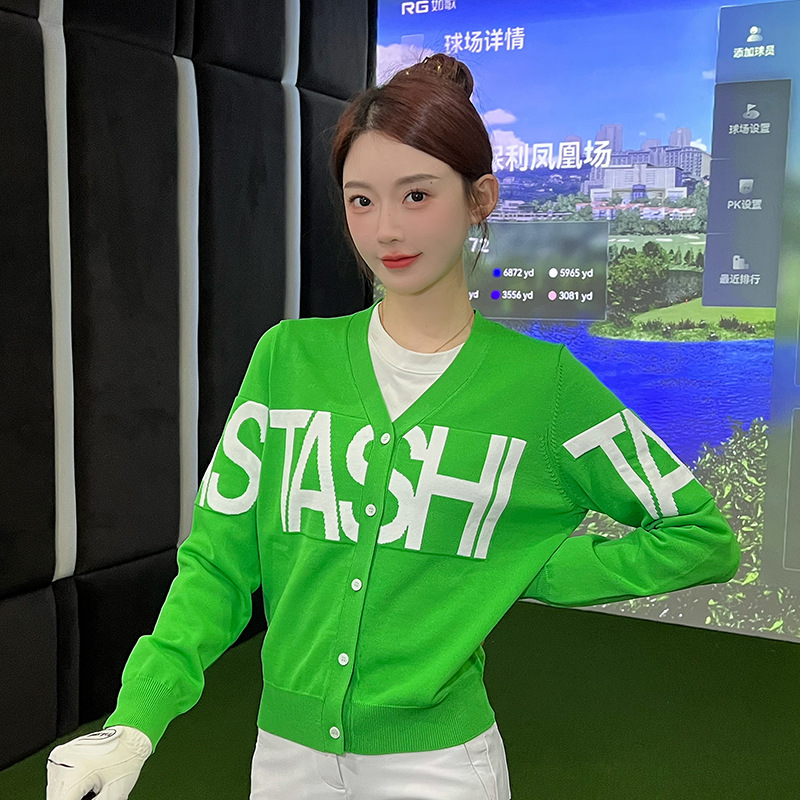 Tashi Golf Spring Golf Clothing Women's Long-Sleeved Knitted Cardigan Slim Golf Wear Women's Pants