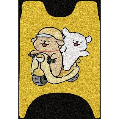 Electric vehicle foot mat Cute Cartoon Foot Mats, Waterproof - yellow-ride-dog