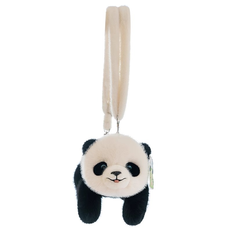 Venta al por mayor linda fiesta panda Hanhan peluche mapache muñeca muñeca creativa bolso de mensajero para niños