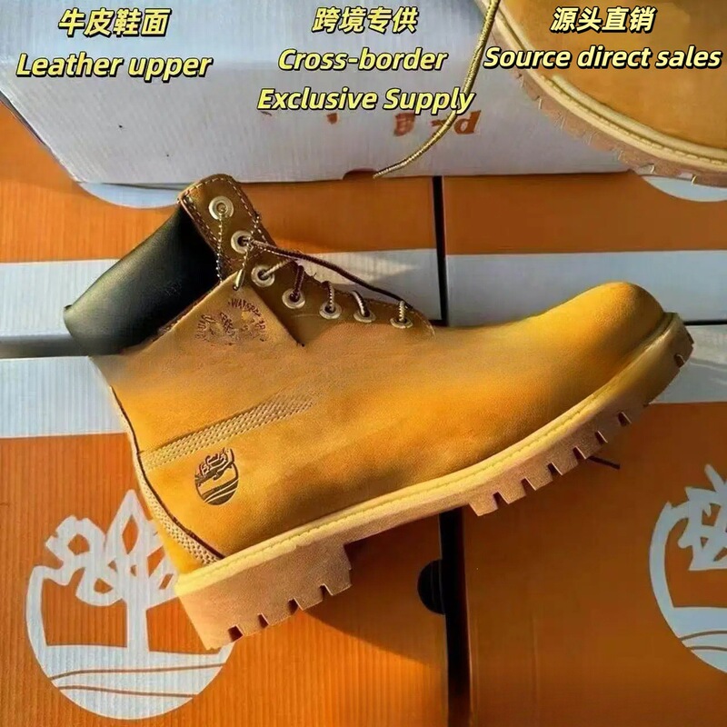Putian Timberland Yellow Boots, Martin Boots, Snow Boots, Leather Boots, High-Top Outdoor Boots for Men and Women, Durable, Waterproof, and Wear-Resistant