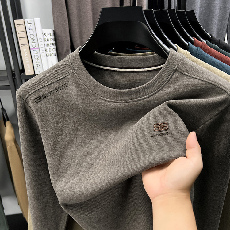 [Best-selling mousse wool and mulberry silk blend] High-quality new autumn/winter collection, versatile men's round-neck long-sleeve business sweatshirt