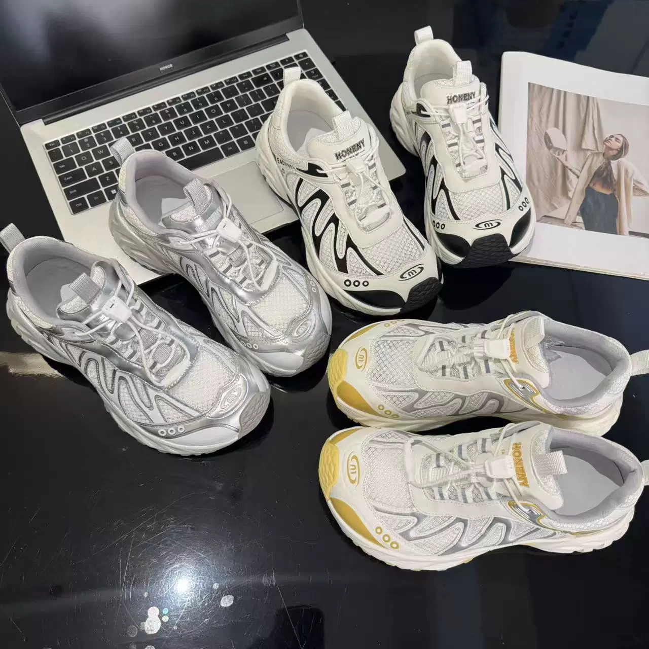 2025 новые летние туфли папы на толстой подошве женские дикие повседневные кроссовки дышащие односетчатые туфли