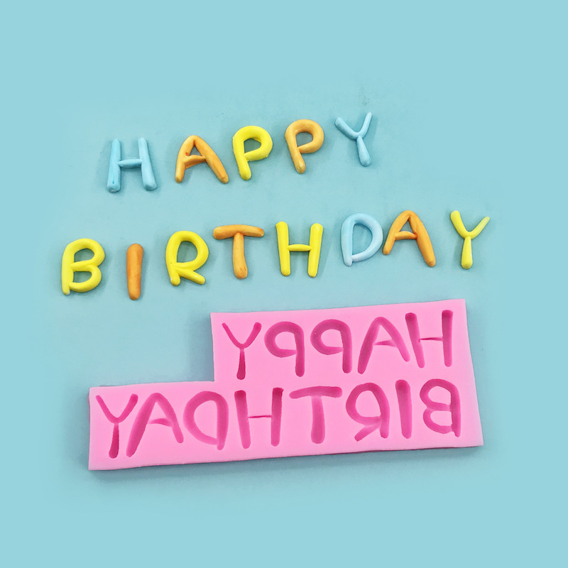 Английский HappyBirthday силиконовая плесень Шоколадный сахар DIY детский день рождения торт украшения выпечки