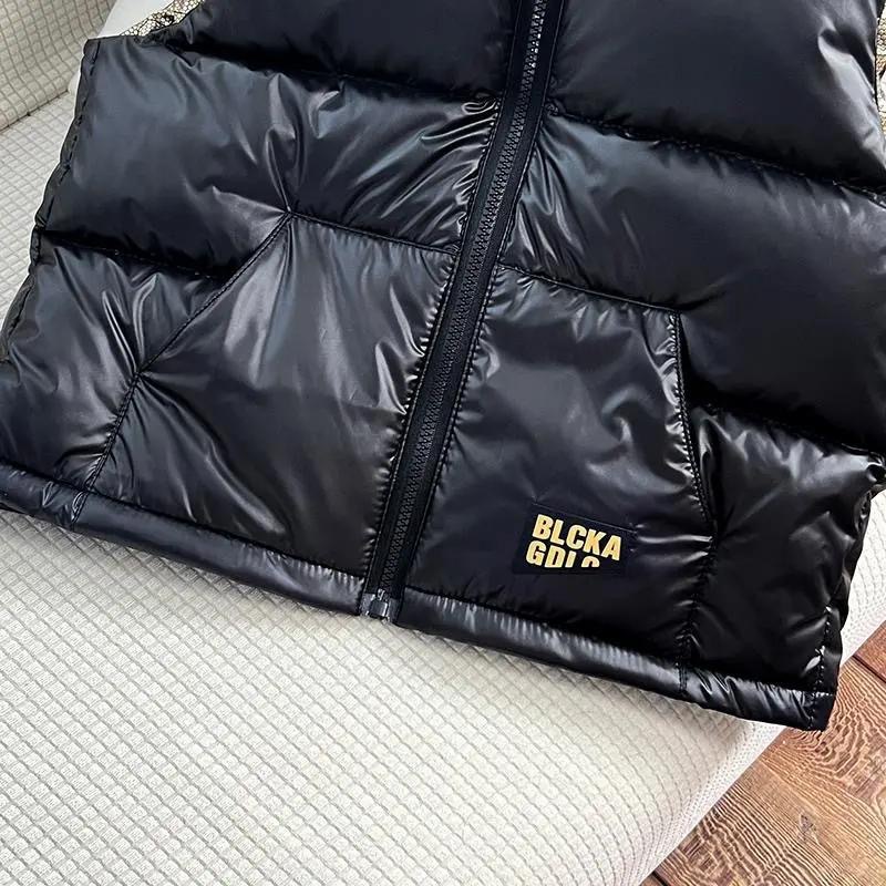 Niños chaleco de algodón de pluma de oro negro 2024 clip de hombro para niños niñas ropa de algodón gruesa y caliente