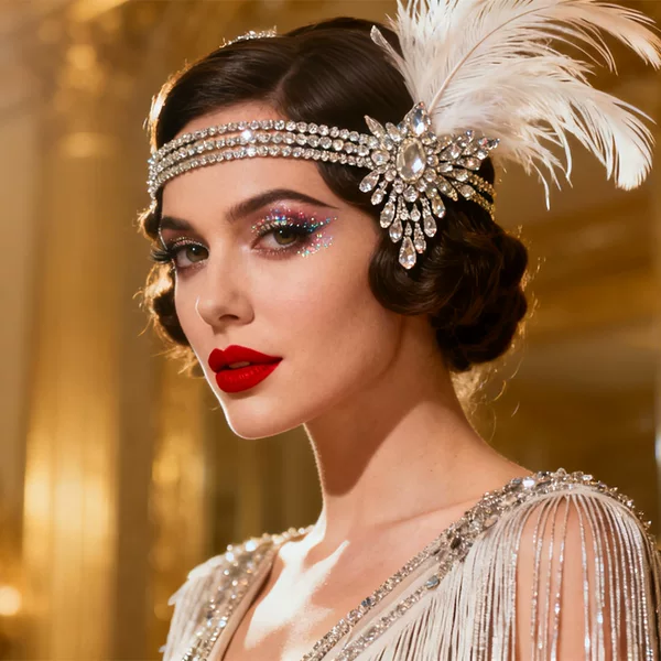 New Feather Hair Chain Gatsby Bachelor Party Rhinestone Hair Accessories Retro Style Hair Accessories