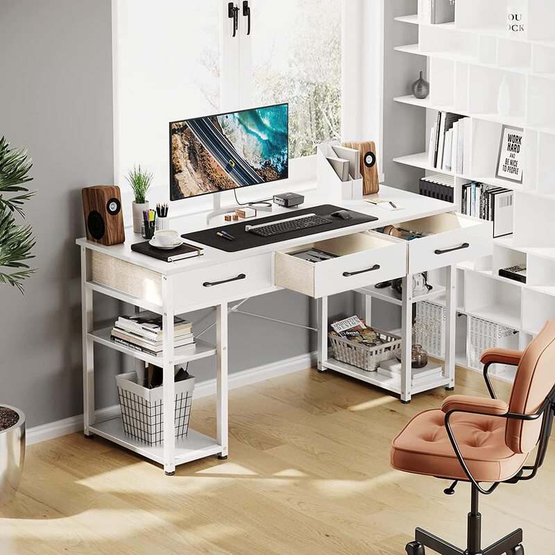 Home Computer Desk with Three Drawers Multi-choice Color Desk Simple Writing Desk Easy to Assemble Game Table